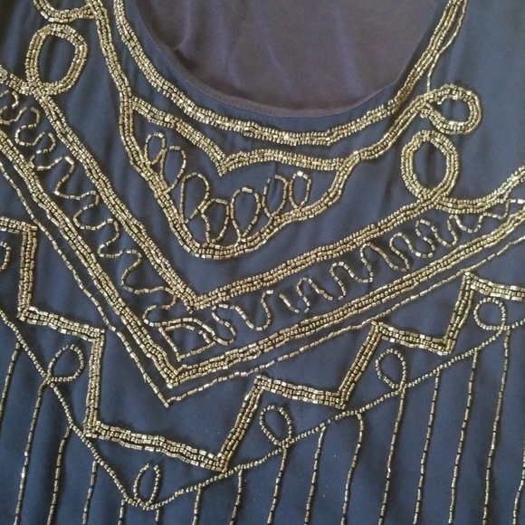 Blue dress with silver beads L - Picture 5 of 6